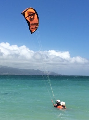 PictureKite Boarding lessons: body draging at Kanaha beach Park, Maui Hawaii Complete Kite Boarding 